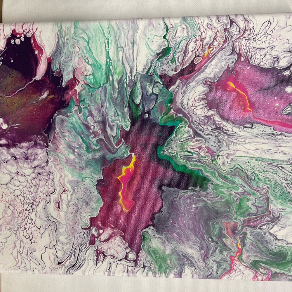 Vibrant Abstract Art in Purple and Green